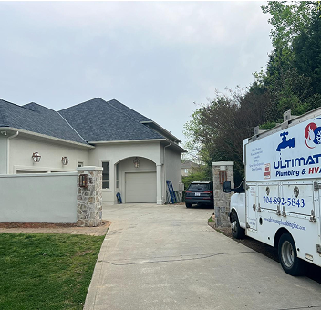 Ultimate Plumbing van at a Charlotte-area home